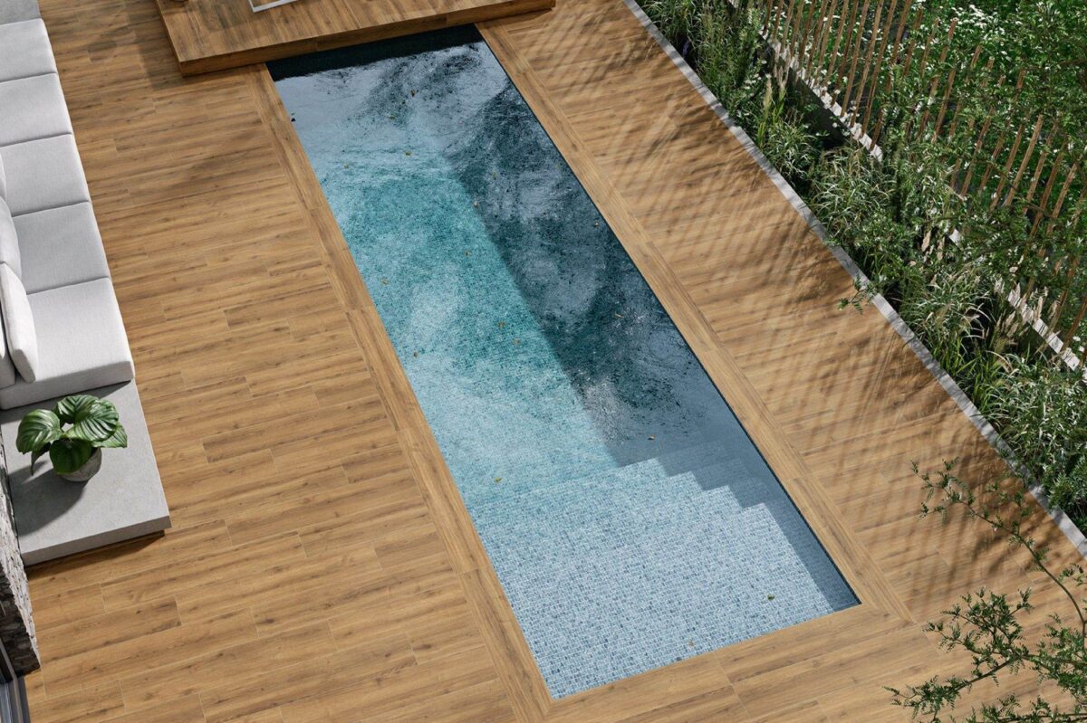 timber look porcelain tile use for pool area or outdoor