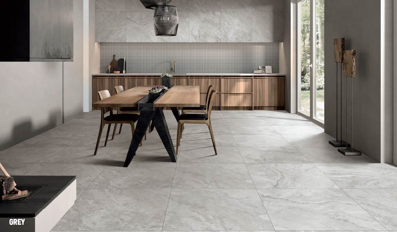 Transform your space with the versatility of stone-look porcelain tiles.