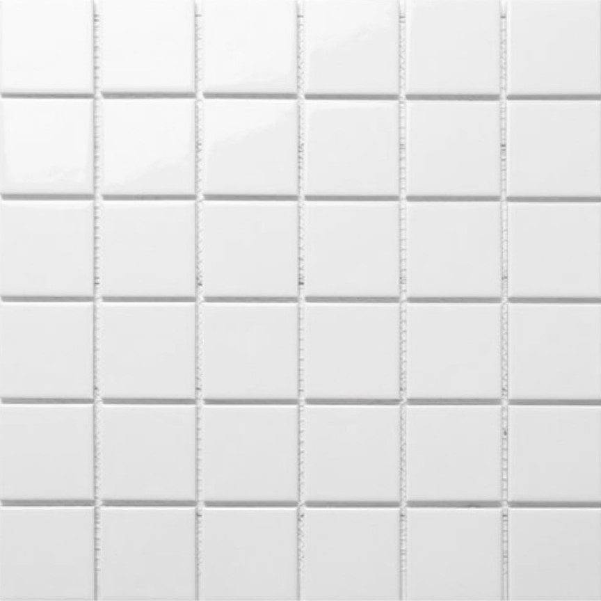 White Matt Square Tiles in a Modern Bathroom.