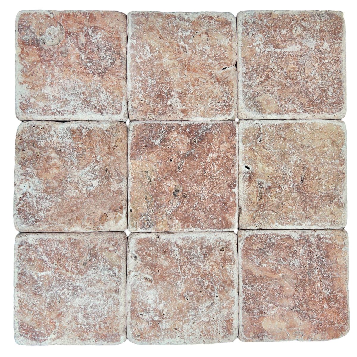 TRAVERTINE RED 100 TUMBLED 100X100X10MM