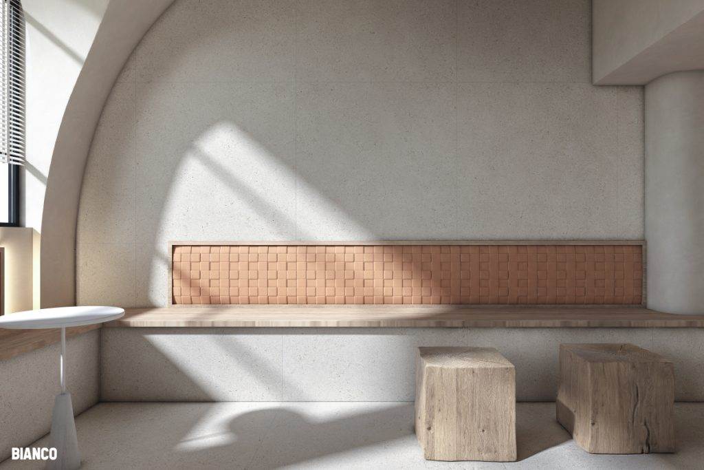 The Limestone stone look tile for indoor floor application