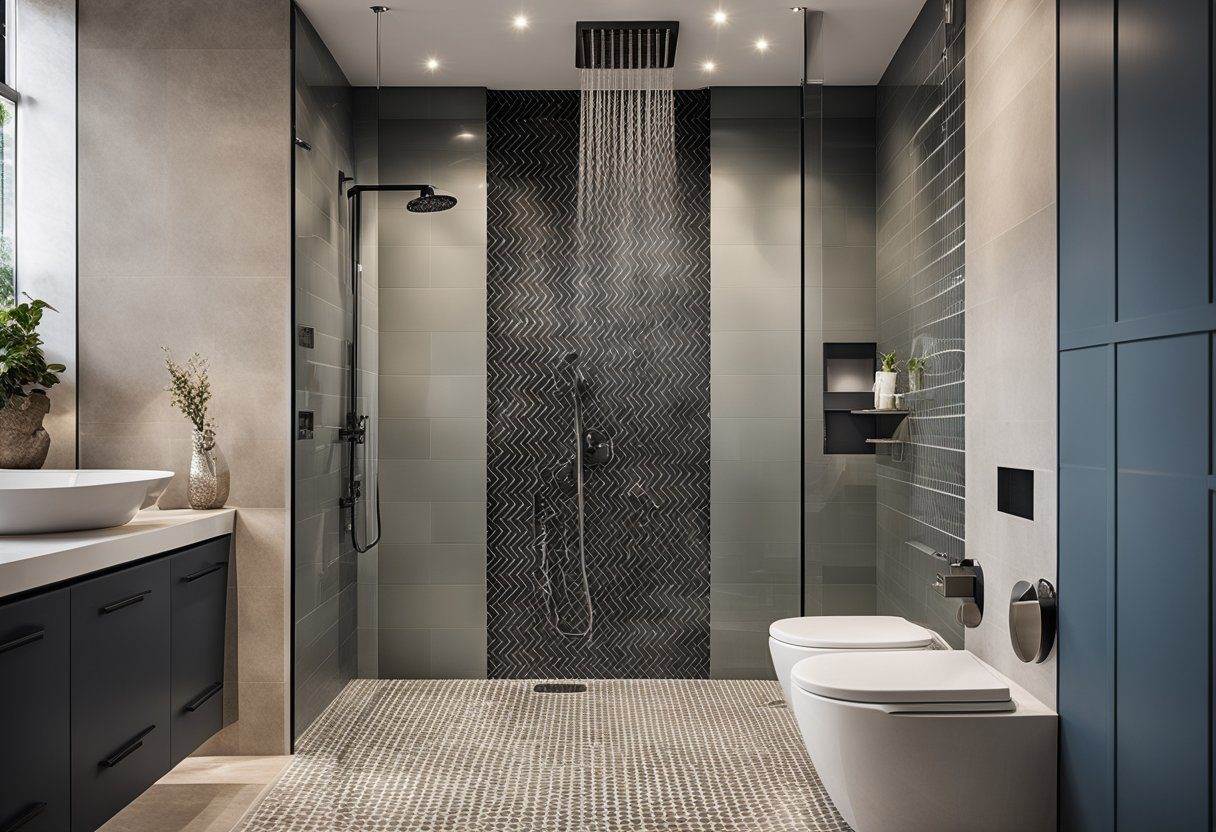 bathroom with modern tile deign