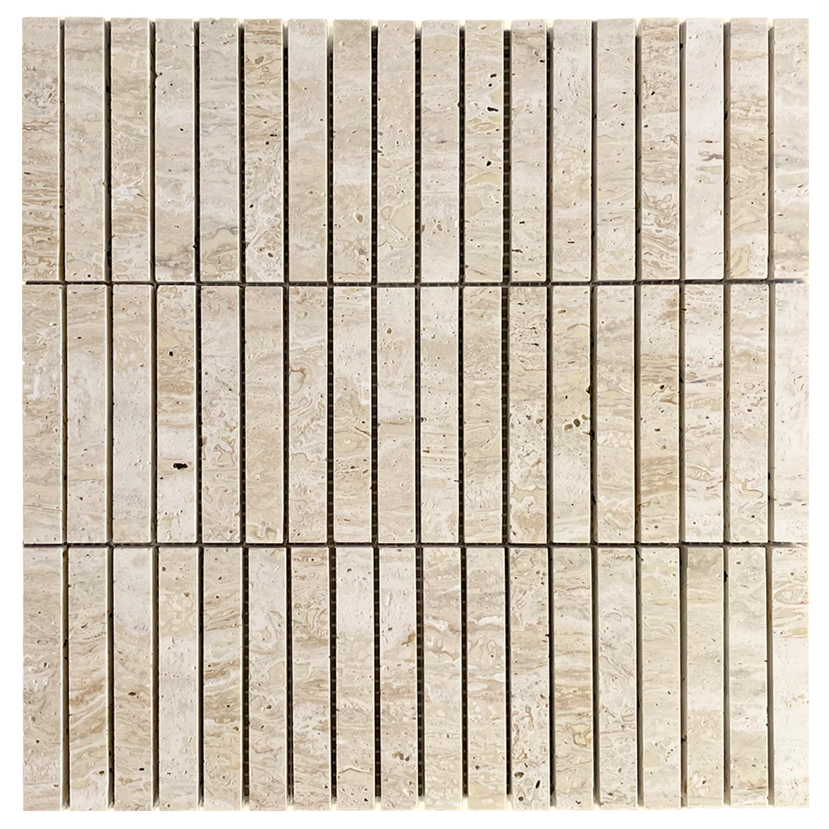 Cream Travertine Honed Finger Mosaic