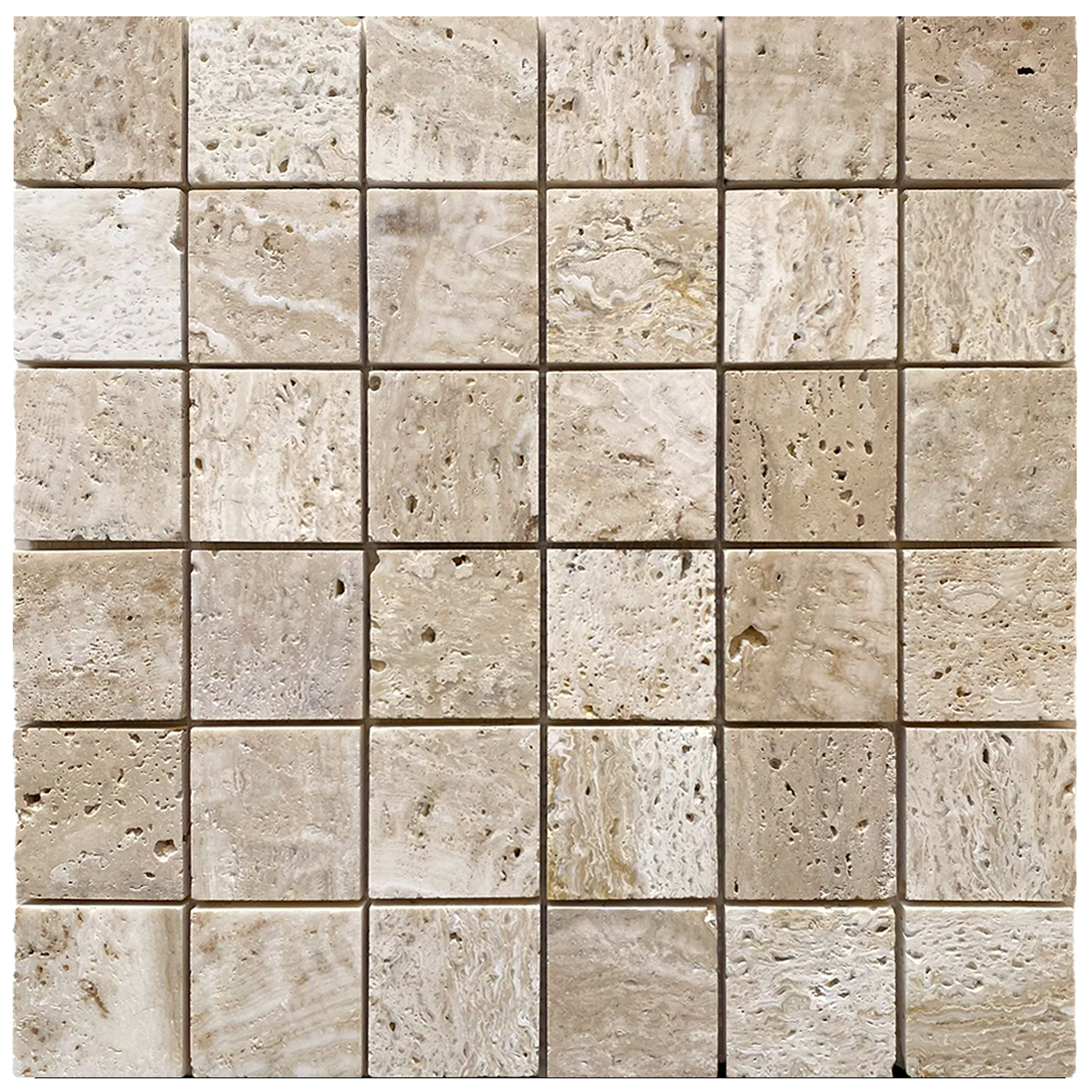 Cream Travertine Honed Sqaure Mosaic natural stone