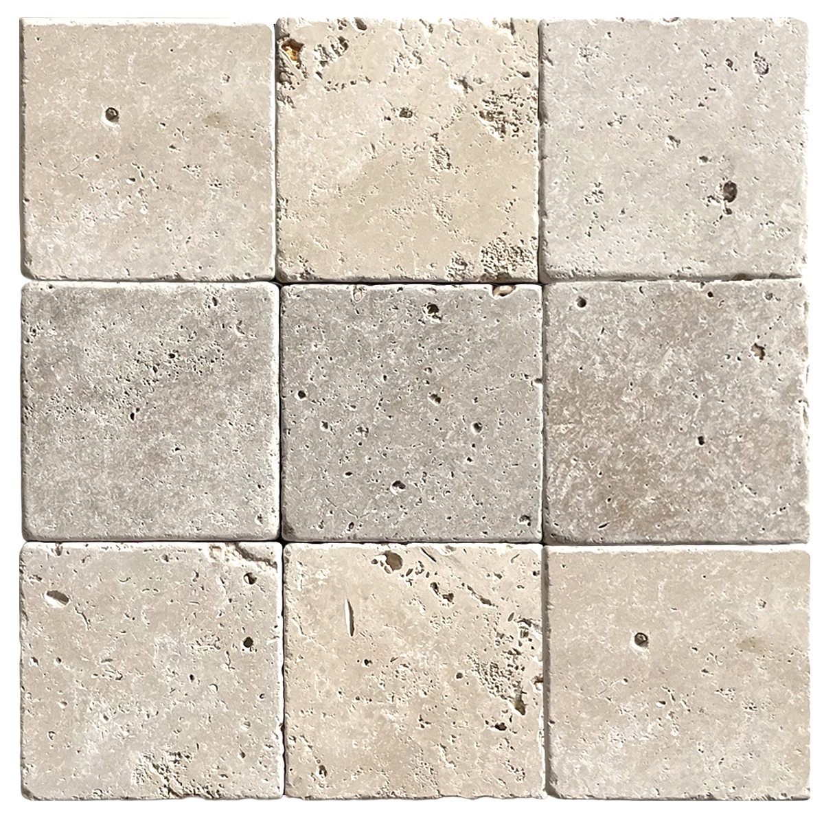 Crema Travertine Tumbled Square 100x100x10mm natural stone