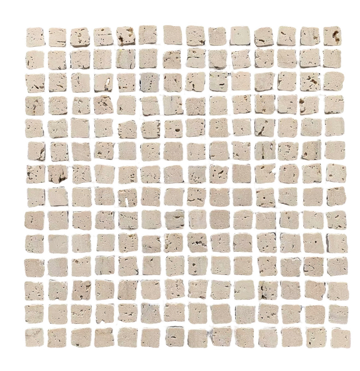 MS20569 MINI SPLIT TRAVERTINE ROME honed SQUARE 20 - CHIP SIZE 20X20X7 - SHEET SIZE 305X305X7MM