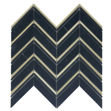 Nero Marquina Chevron & Gold
