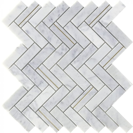 Brass Mix Herringbone Carrara