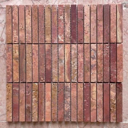 Red Travertine Finger Mosaic