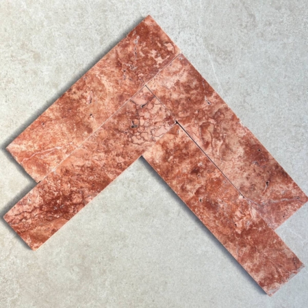 Red Travertine Long Subway Unfilled