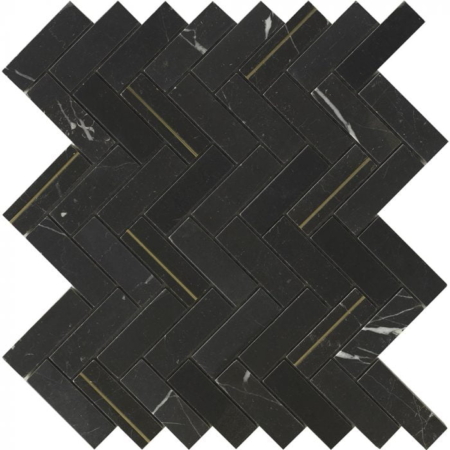 Brass Mix Herringbone Nero Marquina