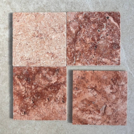 Red Travertine Square Unfilled