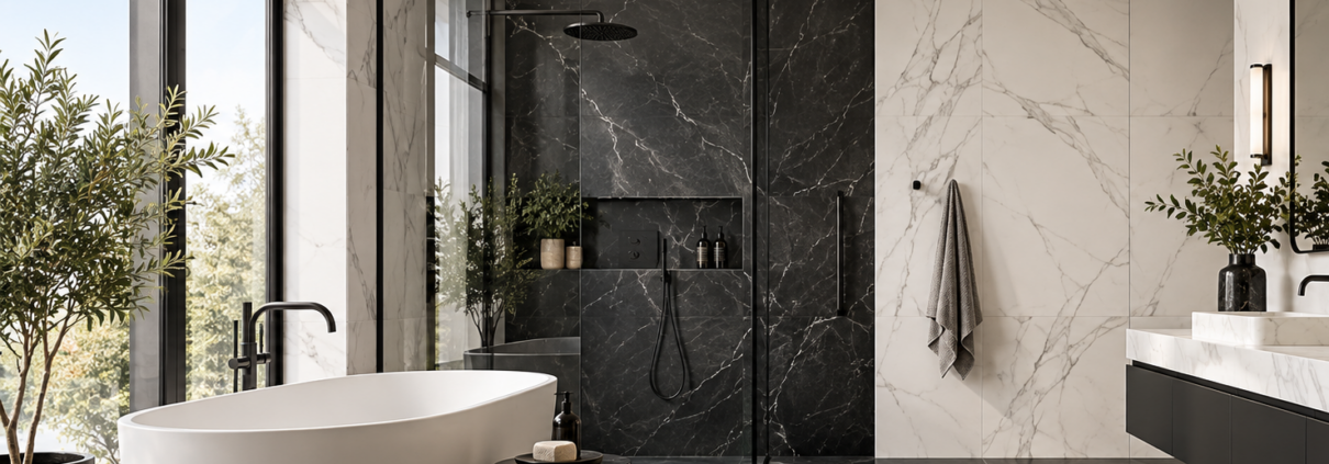 Black and White Bathroom Tiles Design