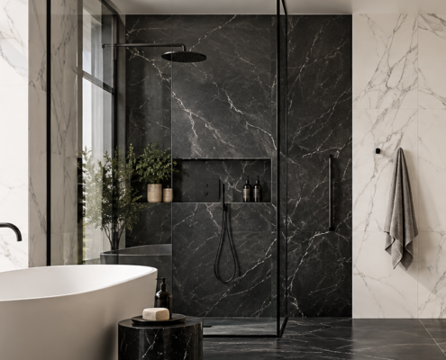 Black and White Bathroom Tiles Design